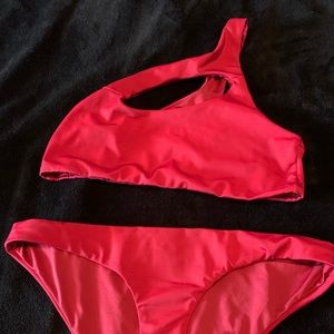 Baobab Red One Shoulder Bikini Set Size Large